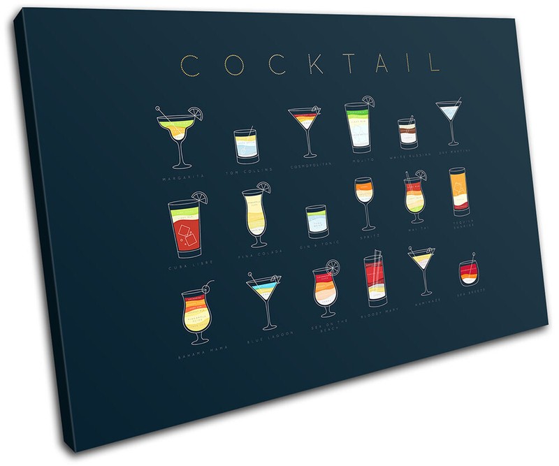 Menu Types Bar Cocktail Alcohol Vintage SINGLE CANVAS WALL ART Picture Print