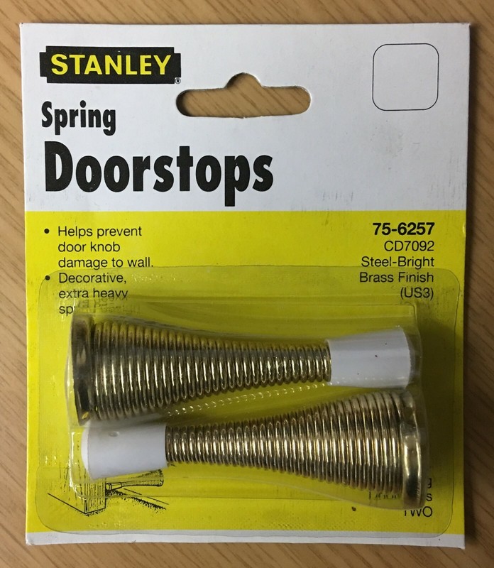Stanley® Spring Doorstops (2 Pack) Steel – Bright Brass Finish (75-6257) NEW
