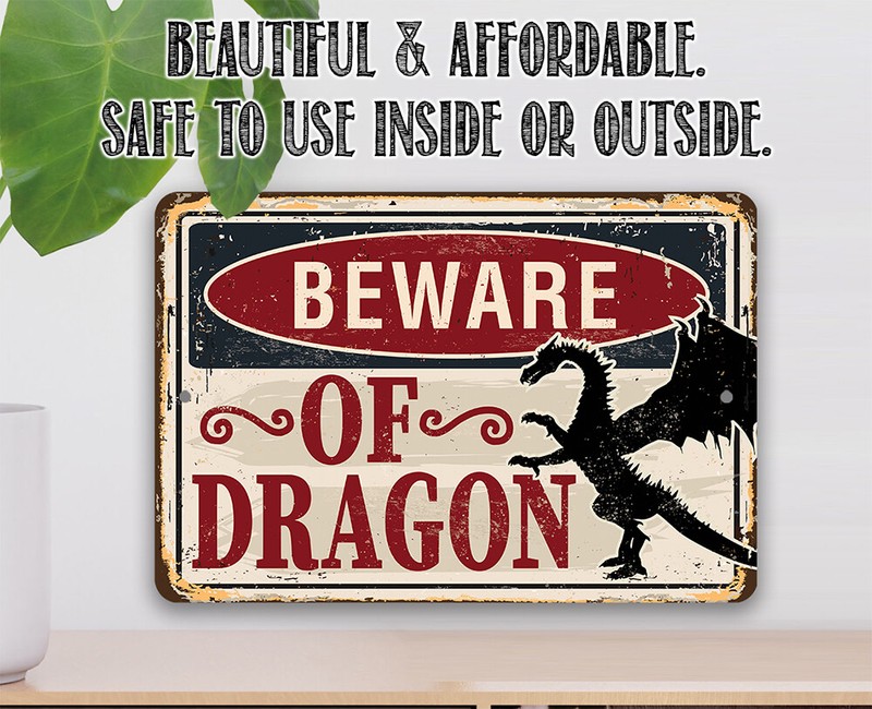Metal Sign - Beware Of Dragon - Indoor/Outdoor - For Exotic Animal Lovers gallery