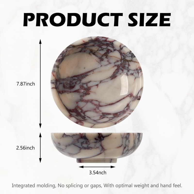 Metolira Luxury Natural Marble Fruit Bowl – Large 7.8Inch Calacatta Viola Mar... gallery