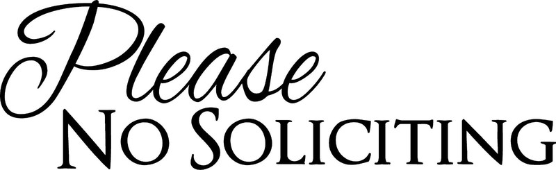 Please No Soliciting Sign Vinyl Decal Sticker – Script – Front Door or Window