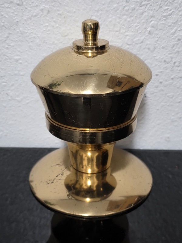 Vintage Brass Pedestal Bowl w/ Lid 5" - Home Décor gallery