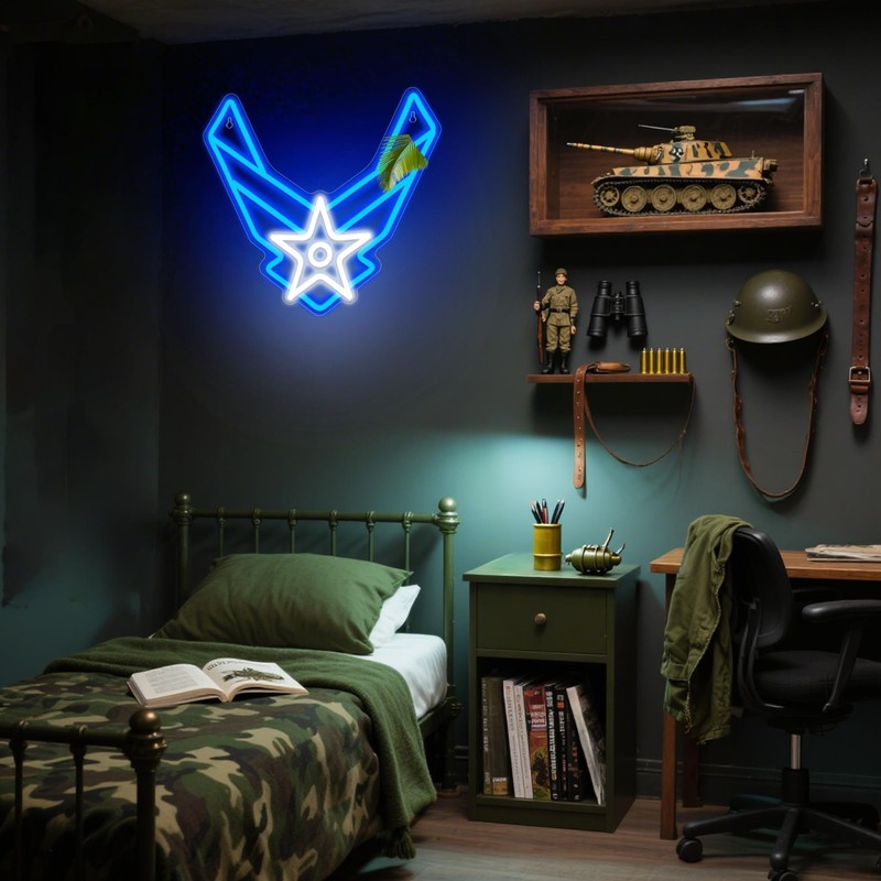 Military Neon Wall Decor Light - LED Sign for Man Cave, Bedroom, Veterans Gather gallery