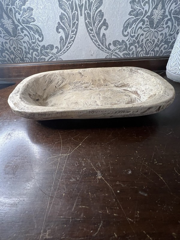 Farmhouse Wooden Dough Bowl 10X5 Rustic White Wood Boho Decor Centerpiece gallery