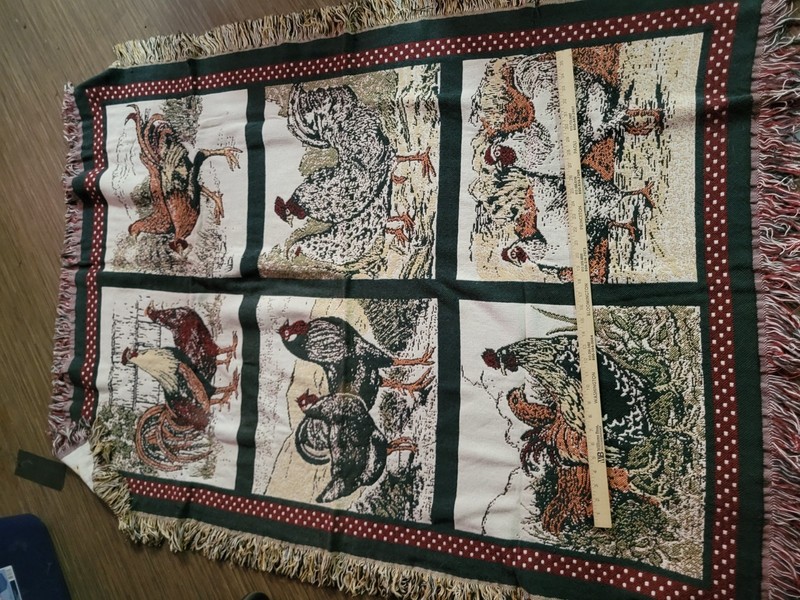 VTG Goodwin Weavers Tapestry Throw Blanket Chickens Roosters Breeds Farm Country gallery
