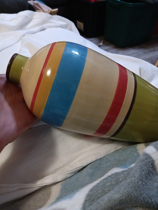 DEMDACO CROSSROADS VASE Aztec coloring Striped Green, Blue, Mustard, Red, Beige gallery