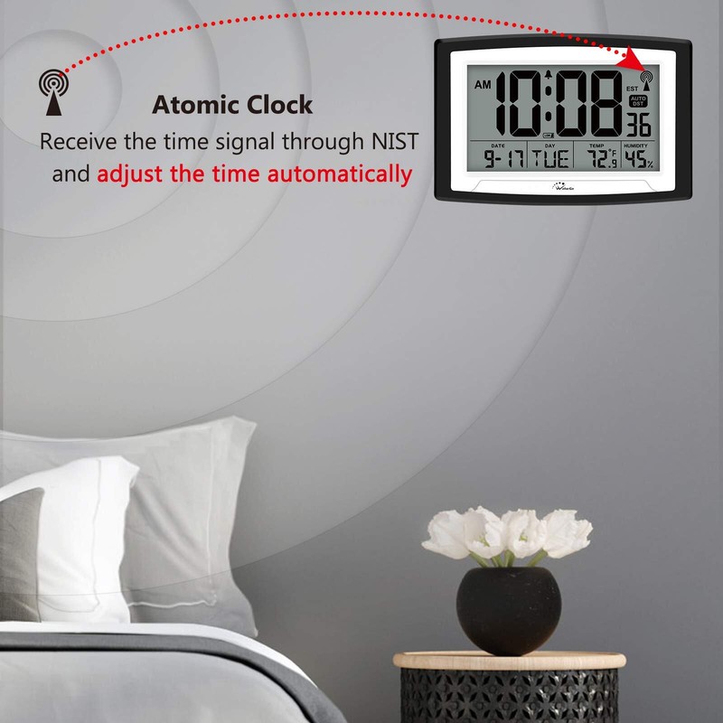 Digital Atomic Wall/Desk Alarm Clock Large Display With Temperature & Humidity gallery