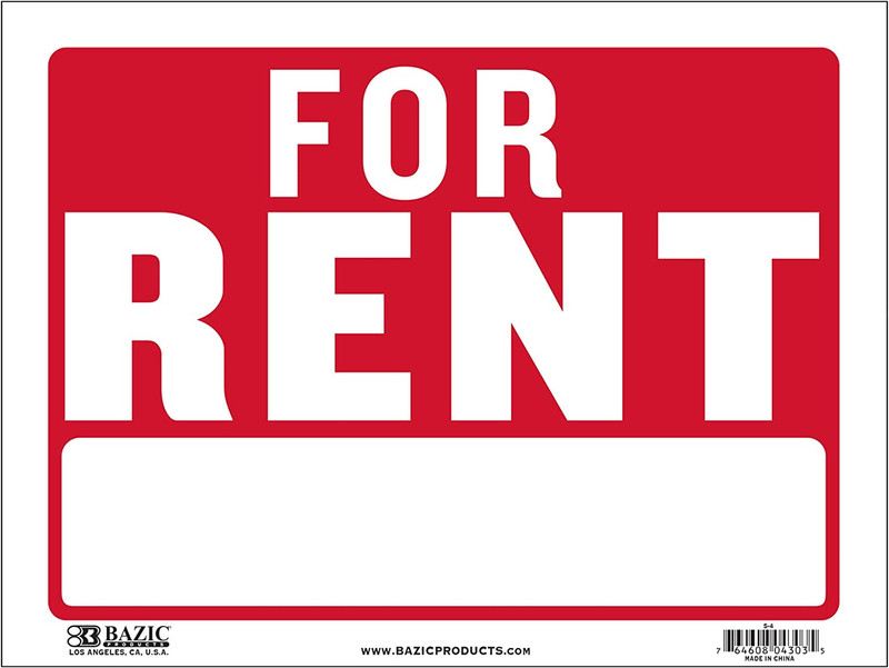 BAZIC for Rent Sign 9″X12″, for Rent Rental House Home Apartment Car Auto Store