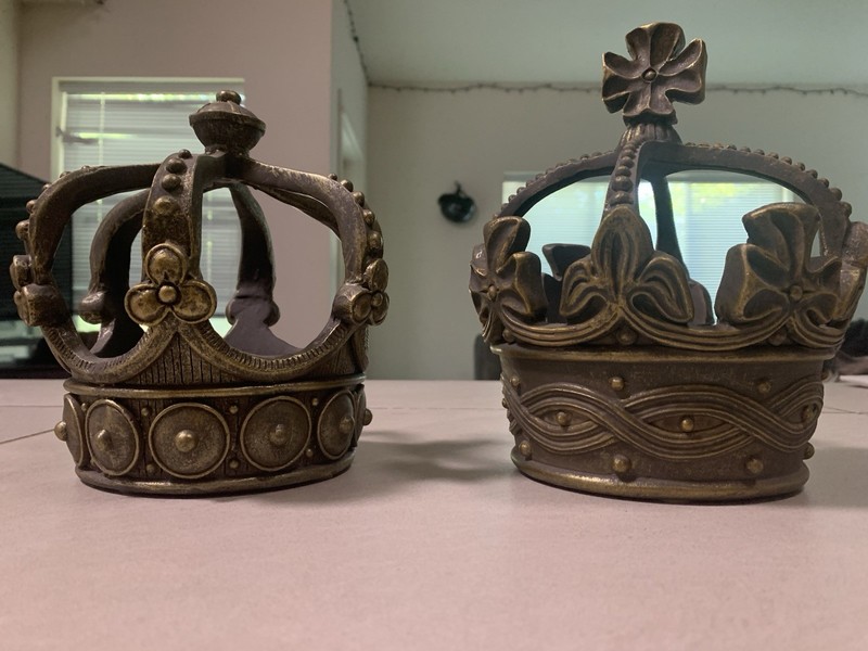 His & Hers King & Queen Crowns Antique Gold Home Decor Medieval