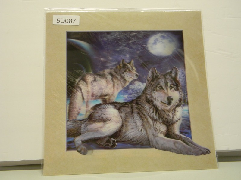 Wolf Wolves 3D lenticular holographic picture #5D087 15 1/2″ x 15 1/2″