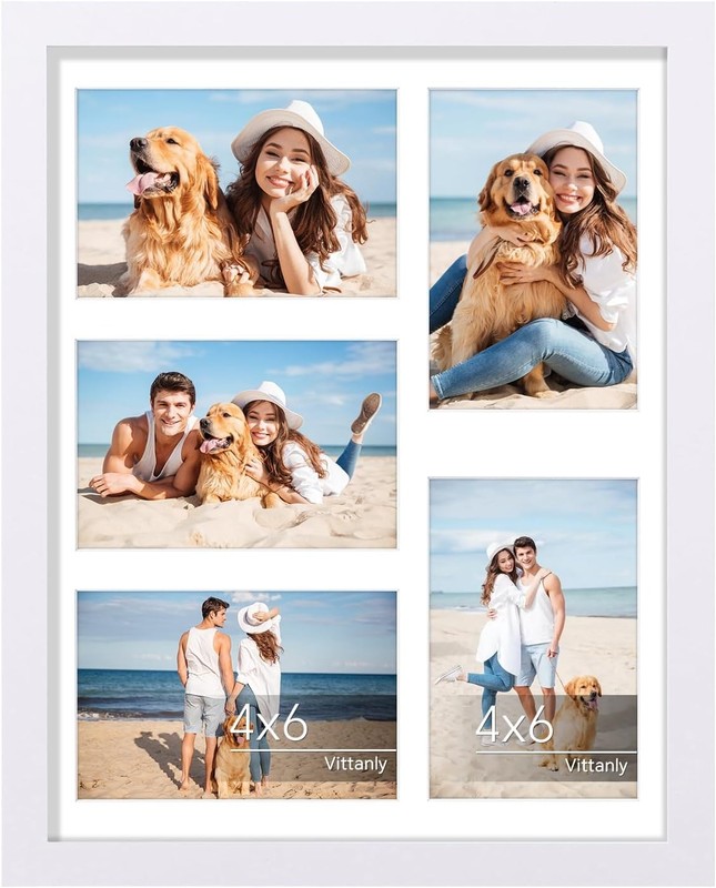 11×14 Collage Picture Frame Displays 5Pcs 4×6 Pictures W/ Mat/1Pcs 11×14 without