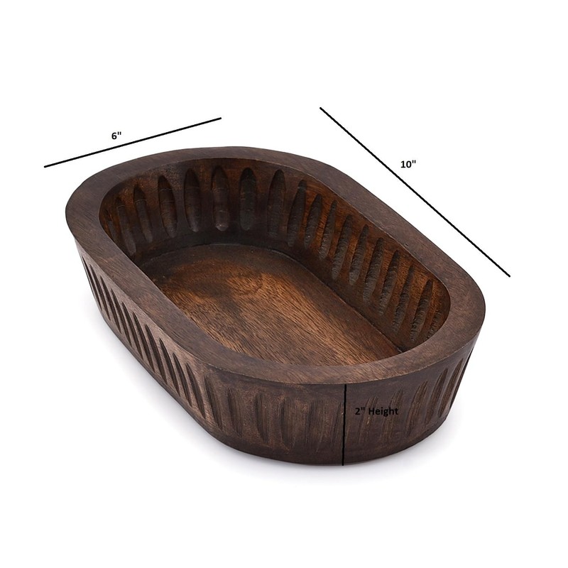 Mango Wood Decorative Bowls for Home Décor, Decorative Long Wooden Bowl for T... gallery