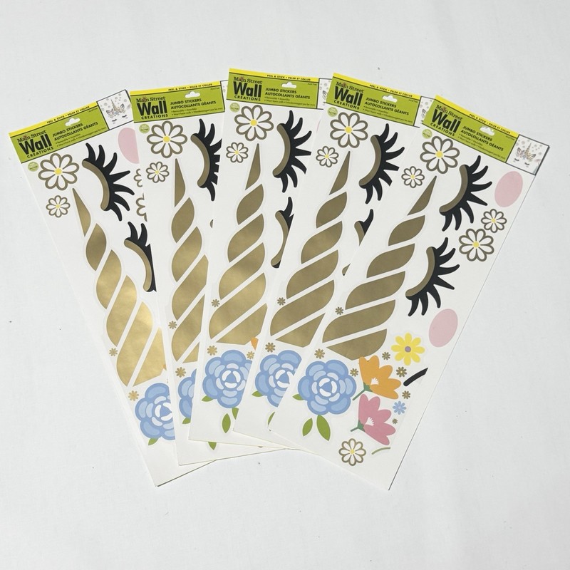 Main Street Wall Creations Jumbo Stickers "Peaceful Unicorn" Lot of 5