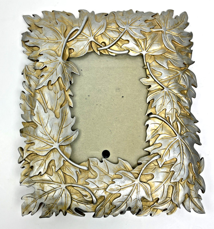 Table Frame Gold Silver Resin Overlapping Leaves Maple Leaf Motif 10" x 8.5" gallery