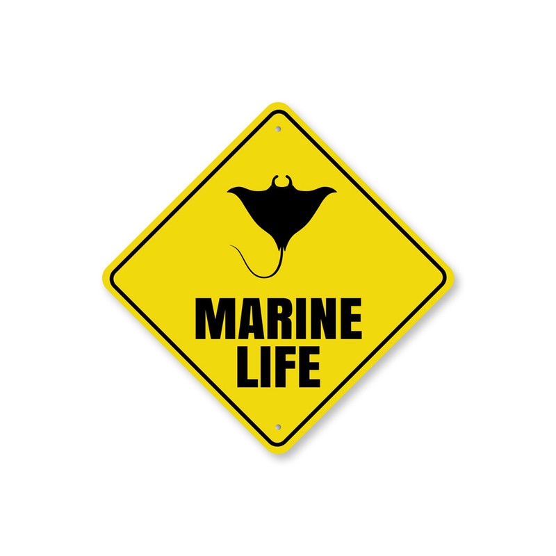 Marine Life Caution Metal Sign