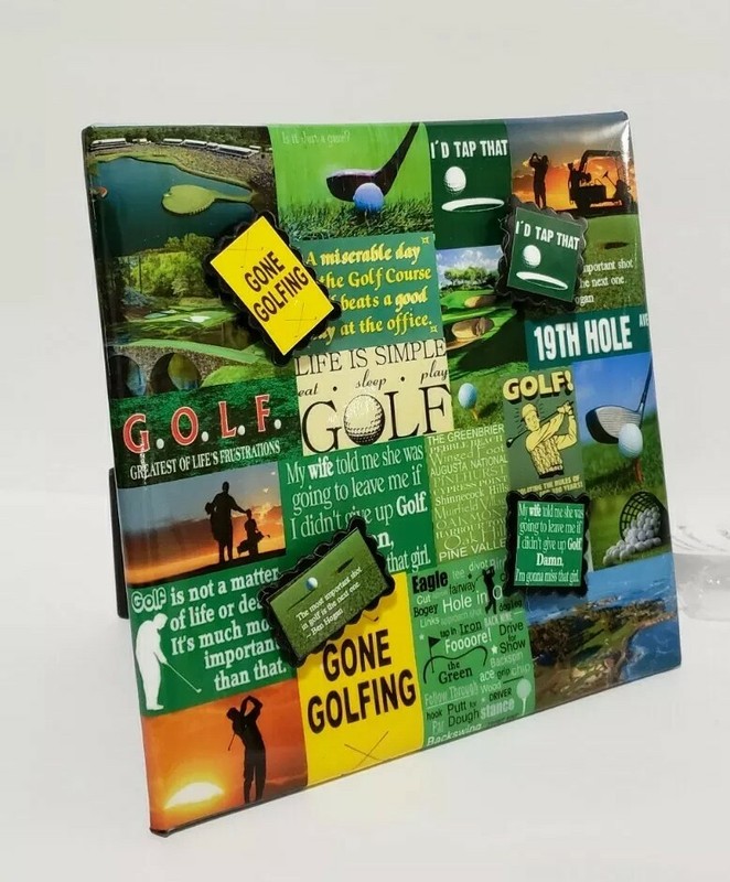 ⛳NIP⛳ 7x7 MAGNETIC GOLF MESSAGE BOARD, PHOTO FRAME, RECIPE CARD HOLDER 4 MAGNETS