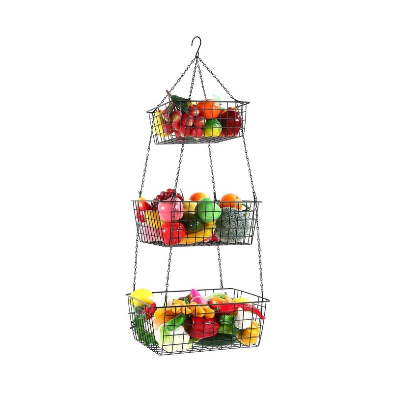 Hicarer 3 Tier Hanging Fruit Basket Square 35.4 Inch Fruit Orga… Fast USA SHIP