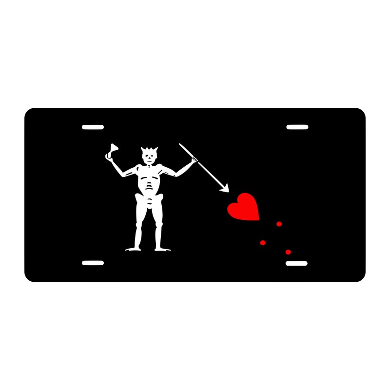 Pirate Blackbeard’s Jolly Roger Flag Novelty Front License Plate – Caribbean –