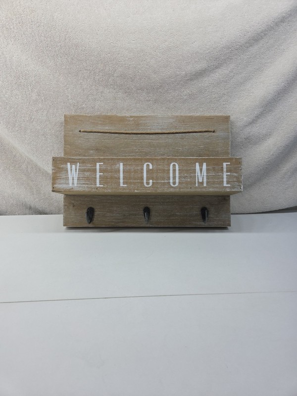 Mail/Key Shelf – Hangs On The Wall – Good Shape. Says Welcome