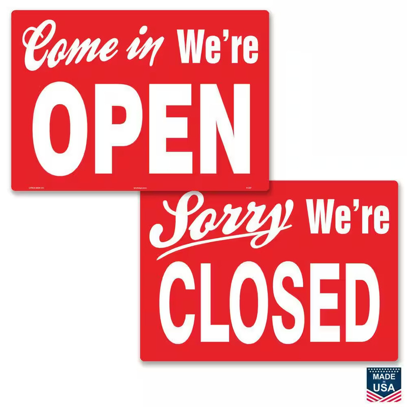 14 In. X 10 In. Come in We’Re Open/Closed Sign Printed on More Durable Thicker L