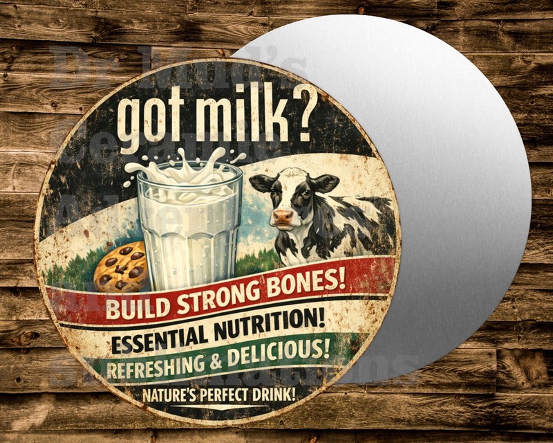GOT MILK? Metal Round Sign Wreaths Crafts dairy farmers holstein cow cookies