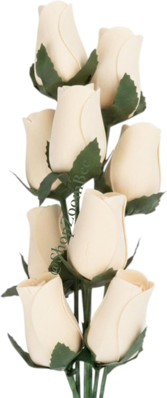 Bouquet Two Dozen 24 PCS Realistic Ivory White Wooden Roses, Forever Flower gallery