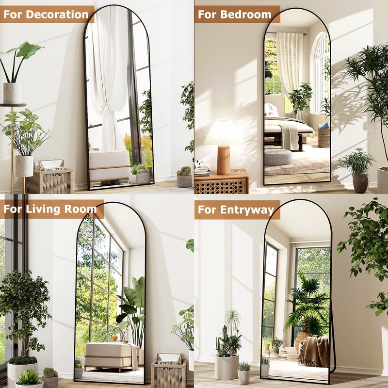 BEAUTYPEAK 64"x 21" Full Length Mirror Arched Standing Floor Mirror Full Body Mi gallery