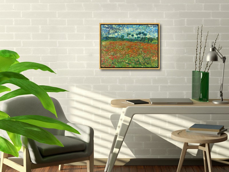 Framed Poppy Field June 1890 Canvas Print Van Gogh Paintings Repro Wall Art gallery