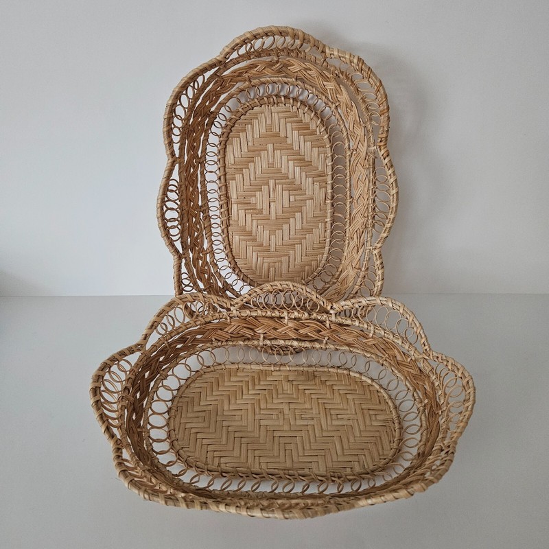 VTG Translvania Rustic Bread/Serving Baskets Hand Made Sustainable NaturalStraw
