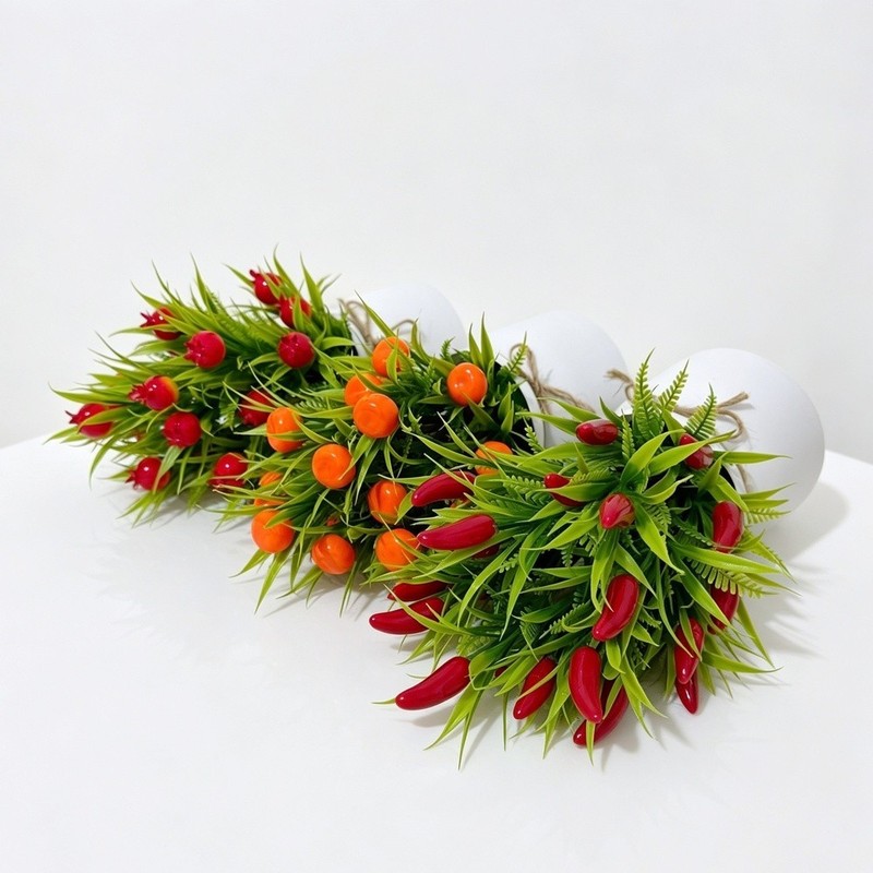 24 PCS Artificial Fruit Bonsai Tree with Hemp Rope Pot for Home Desk Decor gallery