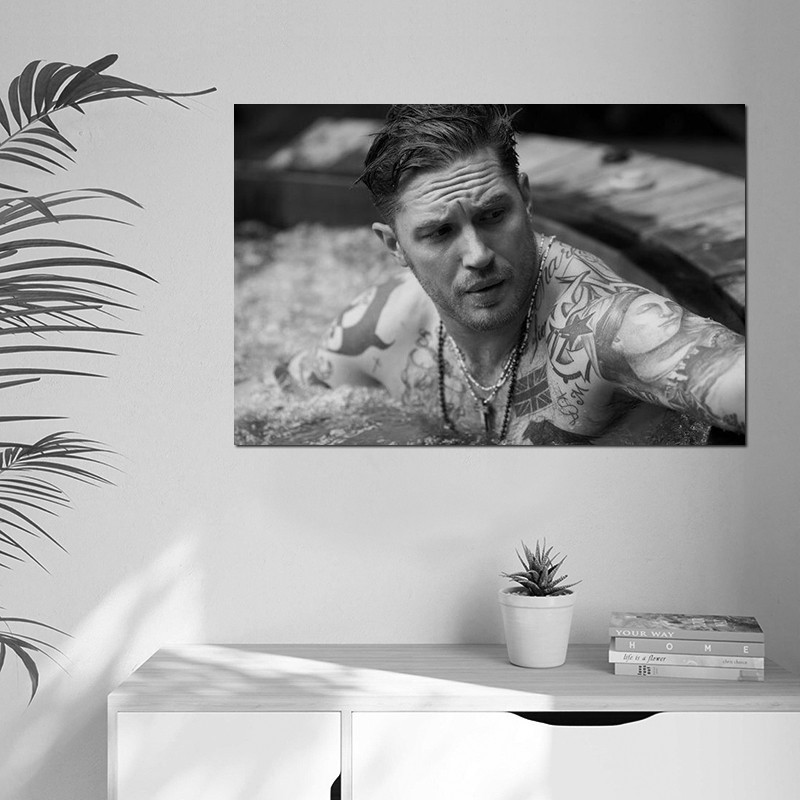 Large Waterproof Canvas Tom Hardy Black & White Portrait Poster Art Print gallery