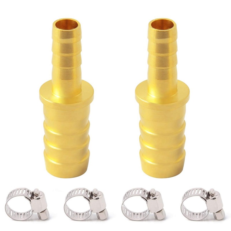 Brass Hose Barb Reducer, 3/8" to 1/4" Hose ID, Reducing Barbed Hose Splicer M