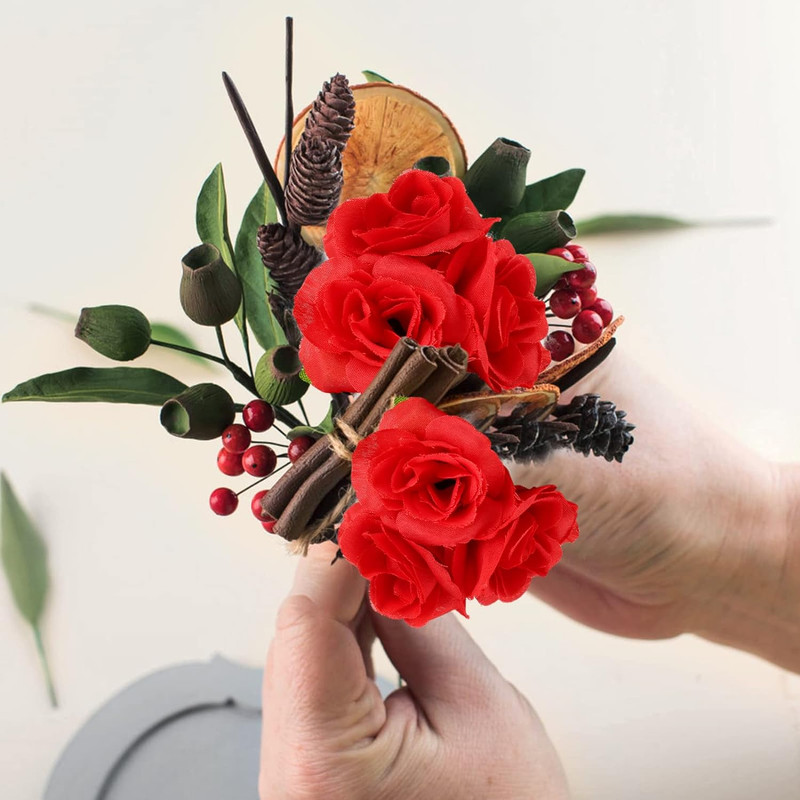 50Pcs Red Roses Buds Artificial Flowers Bulk, 1.6" Small Silk Fake Roses Flower gallery