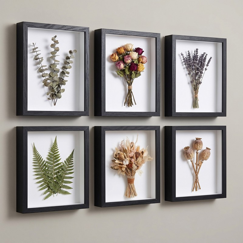 6Pcs 8x8in Wooden Shadow Box Picture Frame for Flower Pressing 1.18 In Depth Sea