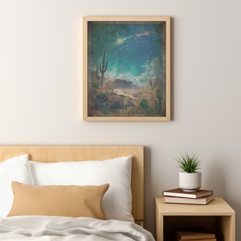 WESTERN UFO MOTHERSHIP Wall Art, Retro Sci-fi UAP Poster, Desert Cactus Flower gallery