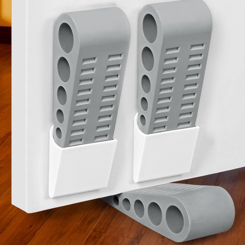 3 Pack Door Stops for Bottom of Door, Rubber Door Stopper Wedge with Holder, Doo