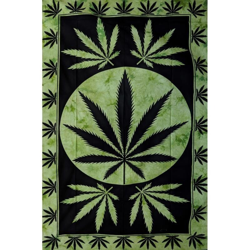 TAPESTRY HEMP LEAF by RISING INTERNATIONAL Nepal FAIR TRADE – TWIN SINGLE