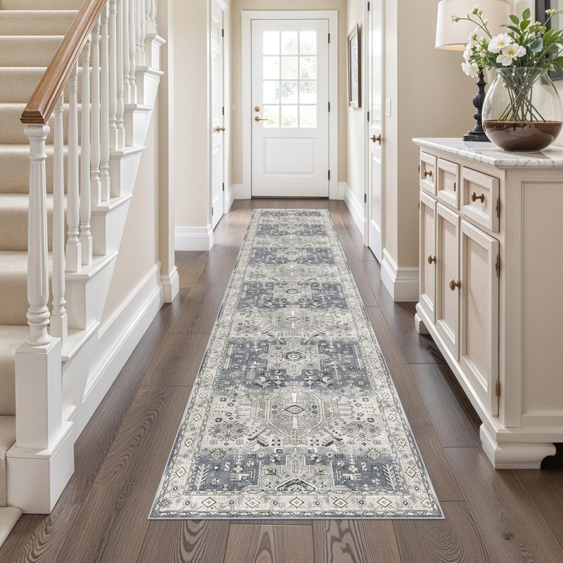 Washable Kitchen 2x10 Runner Rug: Indoor Vintage Hallway Rugs Non-Slip Low Pi...