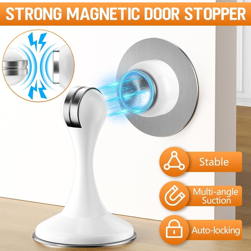2 Pack Magnetic Door Stoppers, Stainless Steel Magnetic Door Stop, Wall & Floor gallery