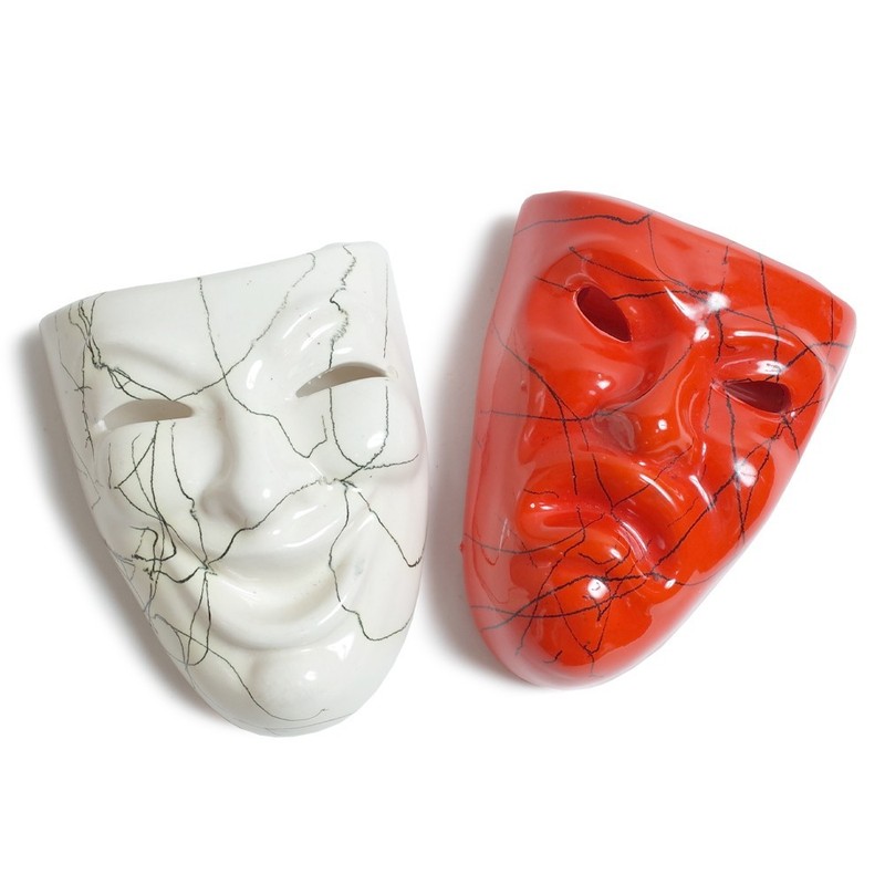 Vintage Two Face Comedy Tragedy Mask Wall Decor Ceramic Theater Art Set