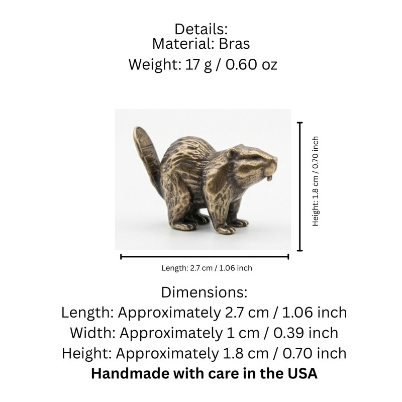 Beaver Figurine Solid Brass Miniature North American Wildlife Animal Decor Tiny gallery