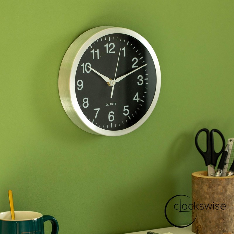 8in Round Quartz Wall Clock NonTicking Battery Operated with Silent Sweep Mov... gallery