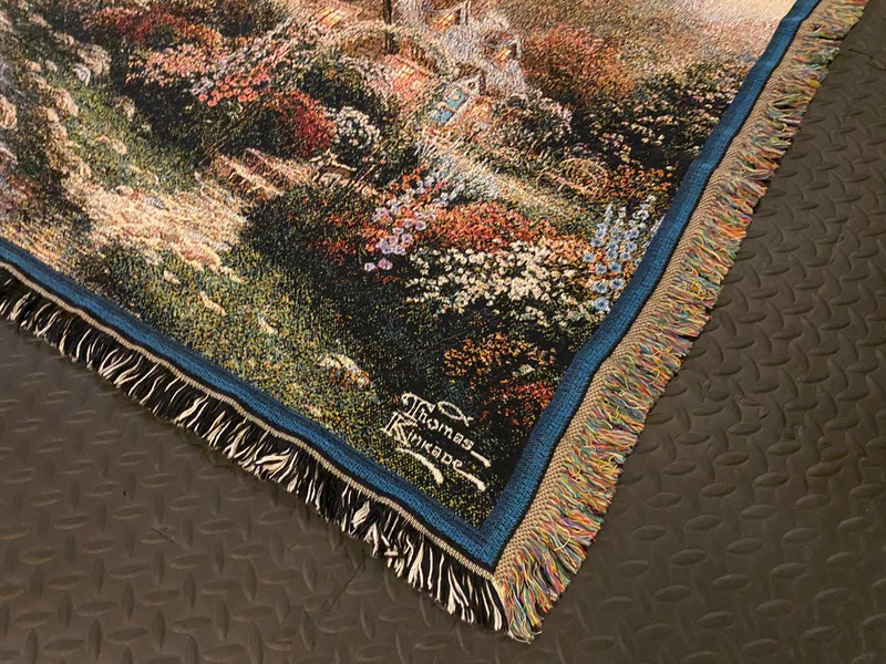 Thomas Kinkade Lamplight Bridge Tapestry Throw Blanket 68 x 50 USA Art Painting gallery