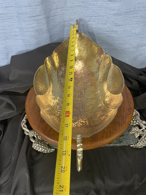 Vintage Brass Centerpiece Bowl Handmade Hand hammered Copper Brass Centerpiece gallery