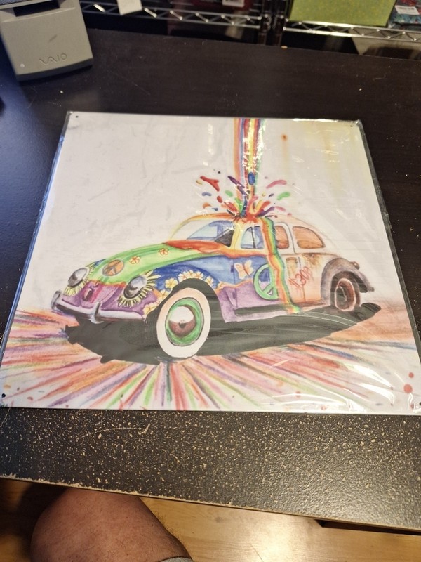 VW Style Multi-Colored Metal Tin Sign 12″ x 12″ Retro Van Wall Decor Hippie Art