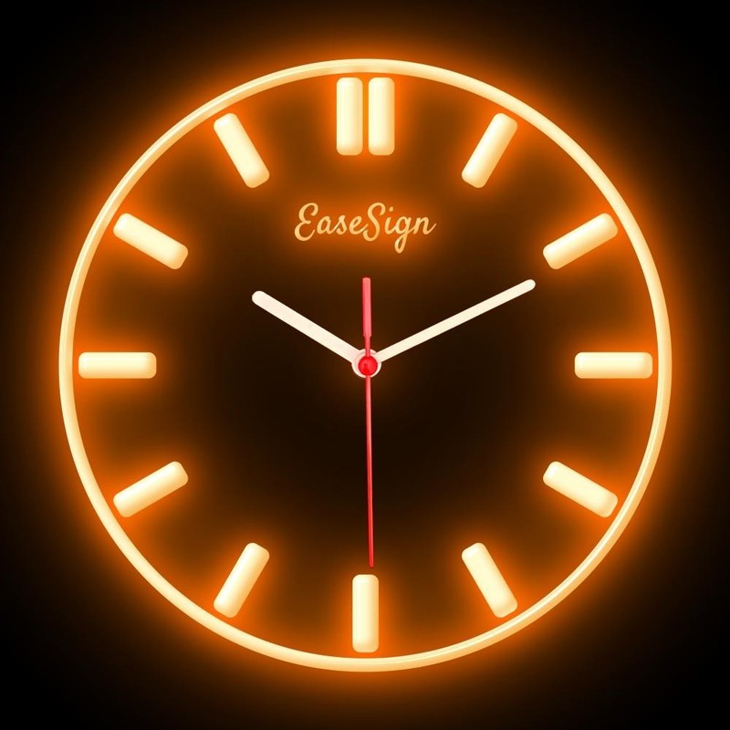 EaseSign Minimalism European Interior Design Wall Home Decor Neon Clock 7 Colors gallery