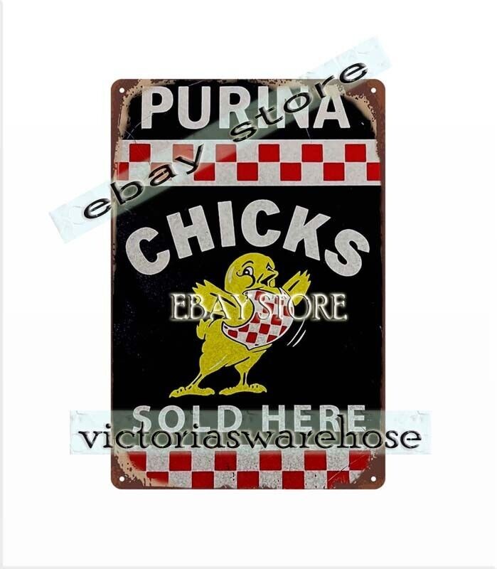 checkerboard poultry chicken Chicks Feed Farm House agricultural metal tin sign gallery