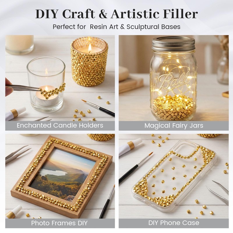 DomeStar 4200PCS Gold Fake Ice Rocks, 1LB Acrylic Crushed Medium, gallery