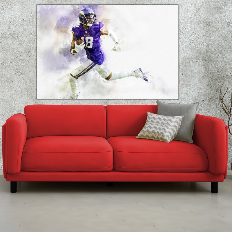 Justin Jefferson watercolor, Minnesota Vikings wall art, Minnesota Vikings gallery