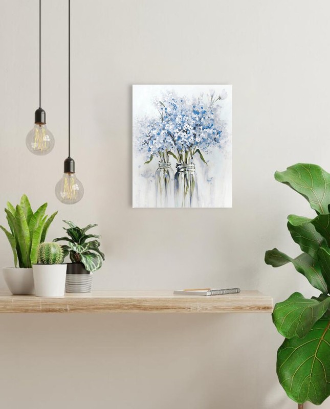 YPY Blue Flowers Canvas Wall Art: Abstract 15"L x 12"W, Flower gallery